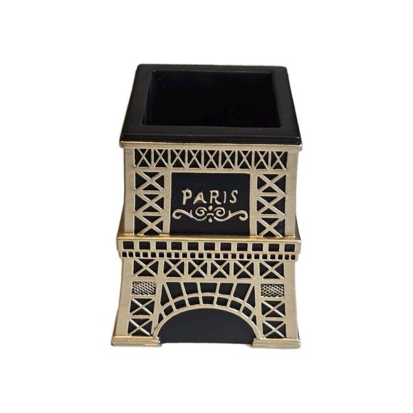 New Black & Gold Paris Eiffel Tower Bathroom Tooth Brush Holder Storage - Picture 3 of 3